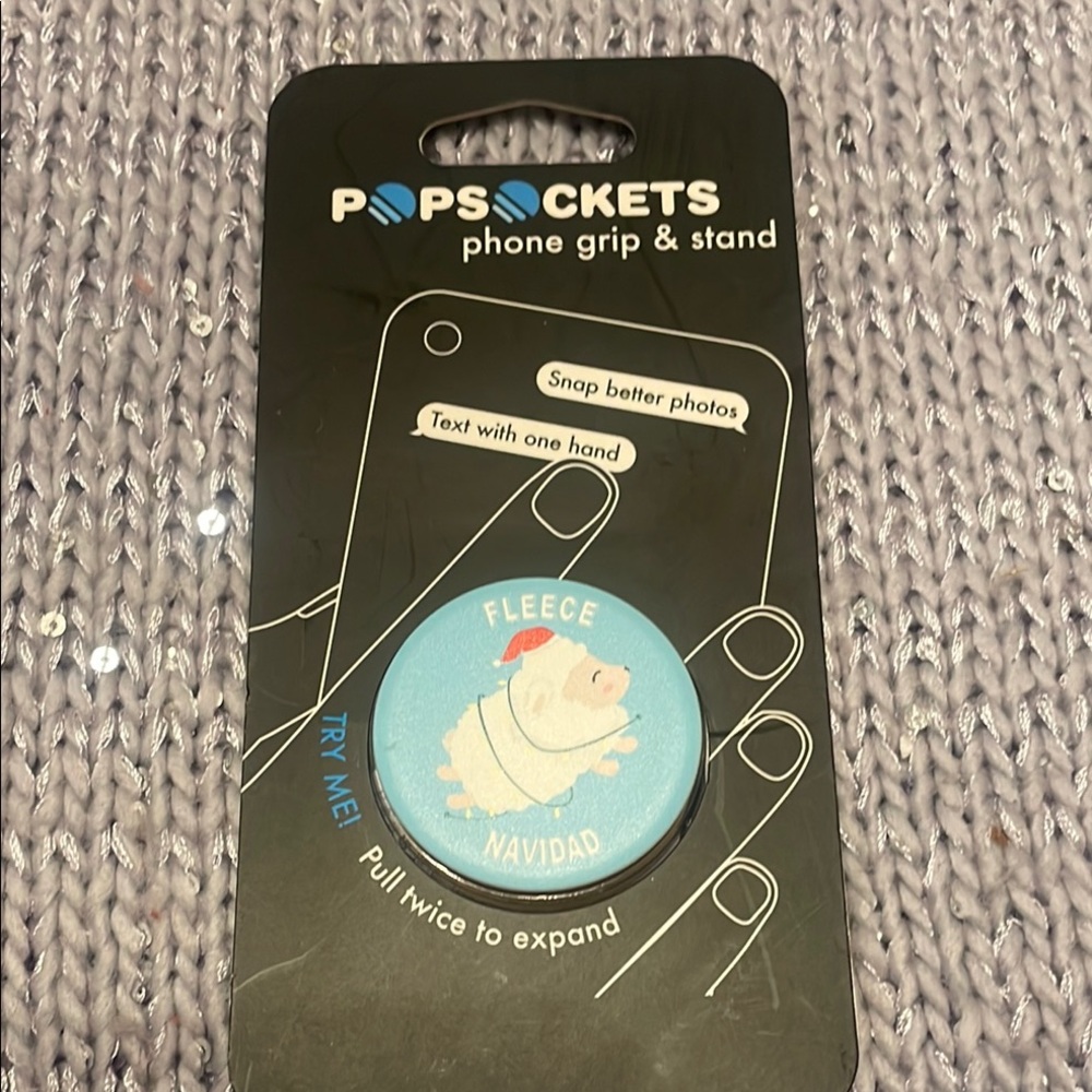 PopSocket Phone Grip & Stand - Blue Fleece Navidad